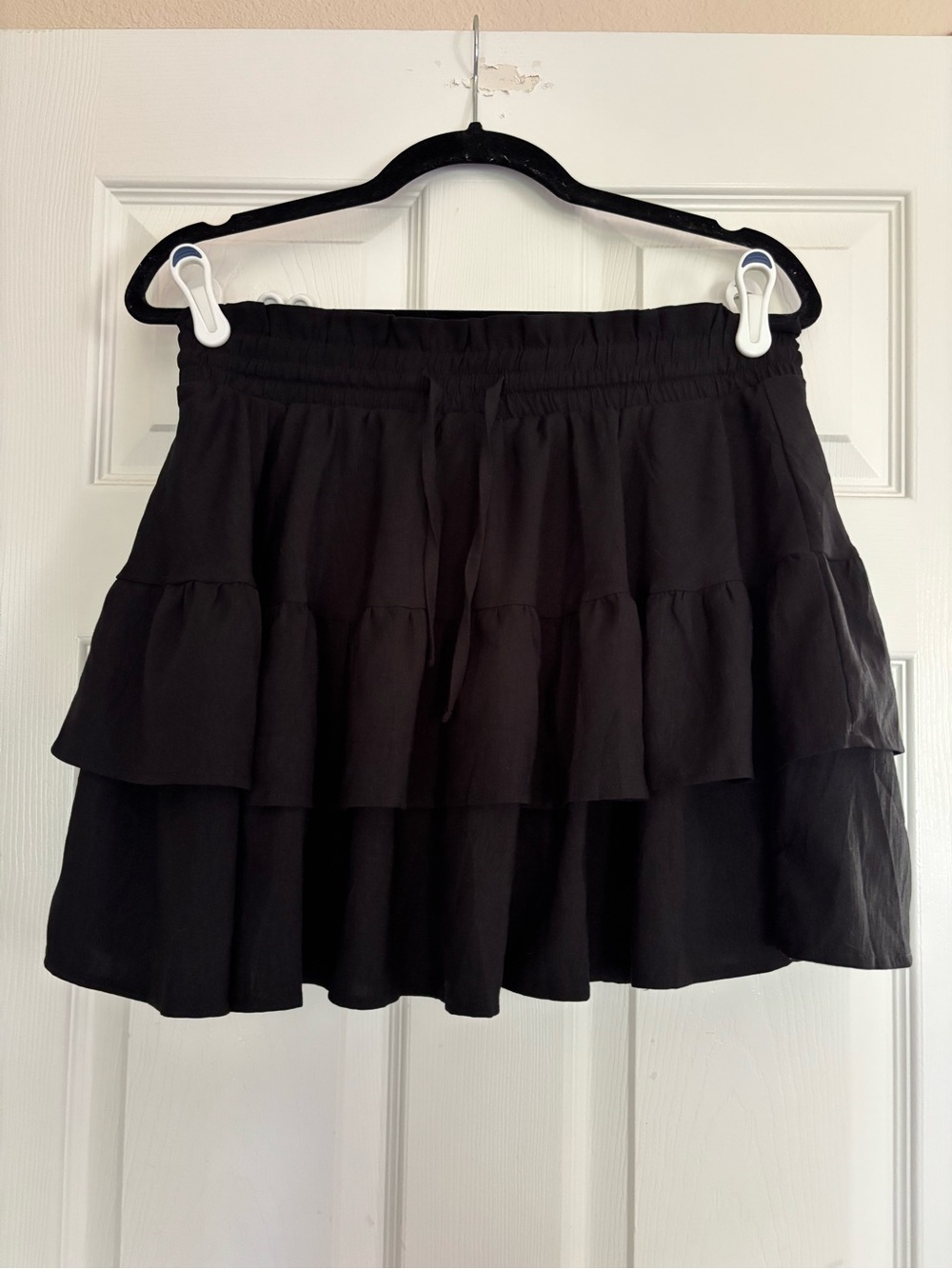 Black Tiered Ruffle Mini Skort - Women